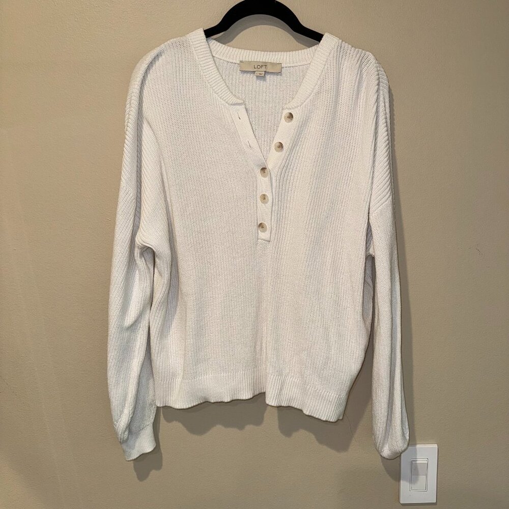 LOFT Ribbed Henley Sweater